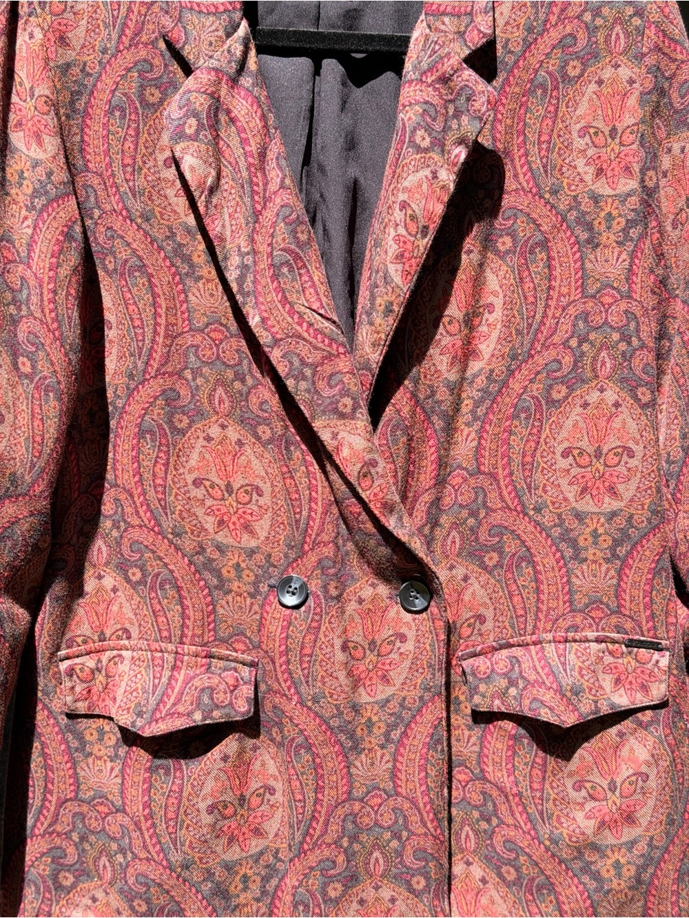 Volcom Women's Red Paisley Double-Breasted Blazer